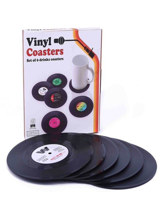 Ankzon Coasters for Drinks with Gift Box - Set of 6 Colorful Retro Vinyl Record Disk Coasters with Funny Labels-Prevent Furniture from Dirty and Scratched-4.2 Inch - Image 4